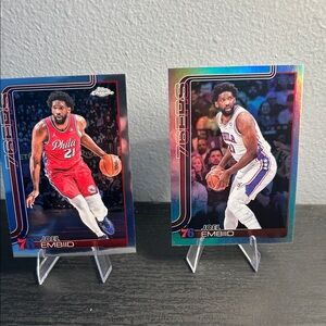 Joel Embiid Philadelphia 76ers set Topps chrome and Topps rainbow refractor